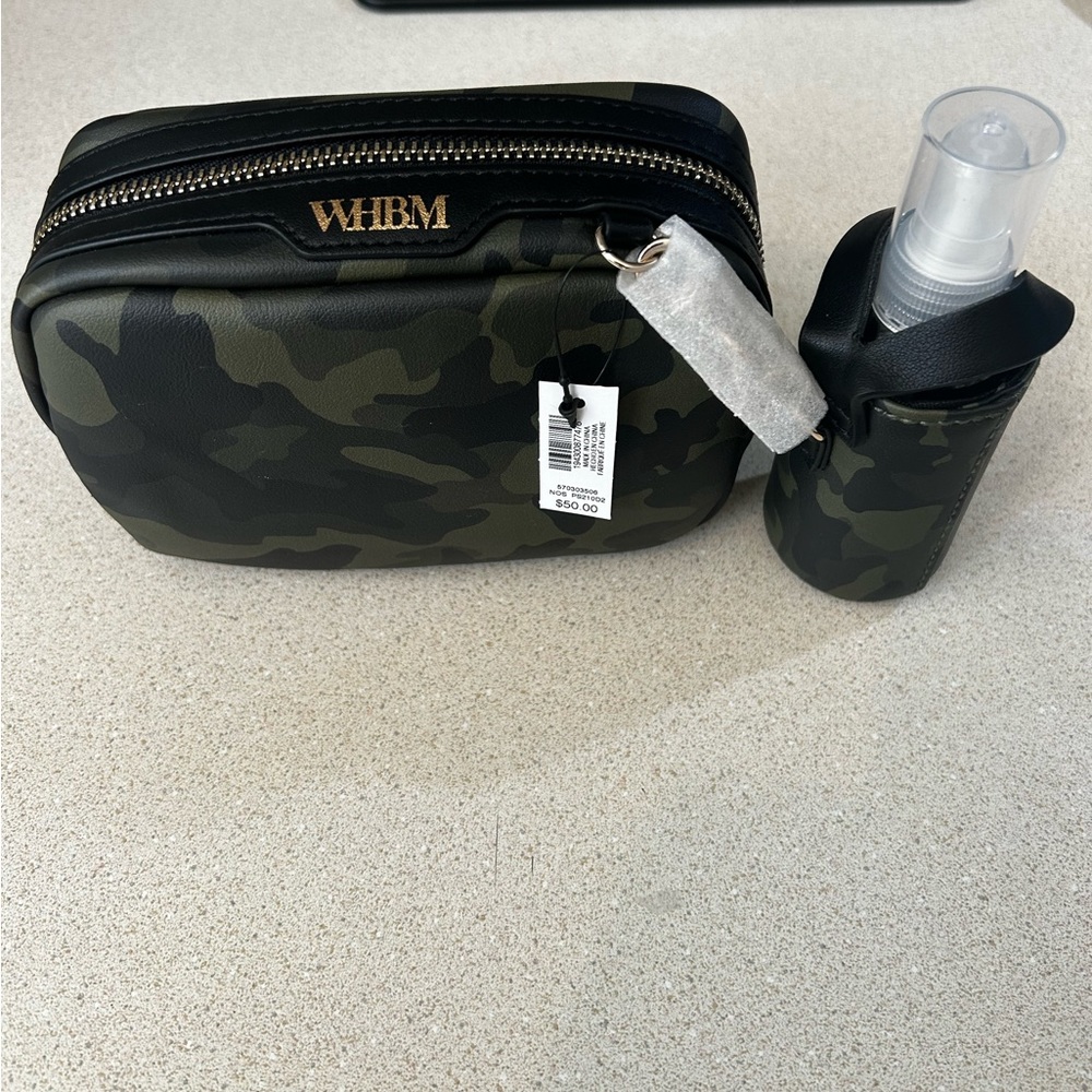 NWT Camo White House Black Market Makeup Bag & Spritz Set